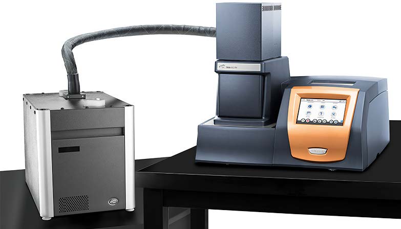 Figure 2. Discovery TMA 450 RH Instrument with humidity accessory and heated vapor transfer line.
